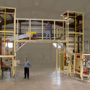 Automated seat transfer machine over automotive assembly line built by Givens Machine Systems